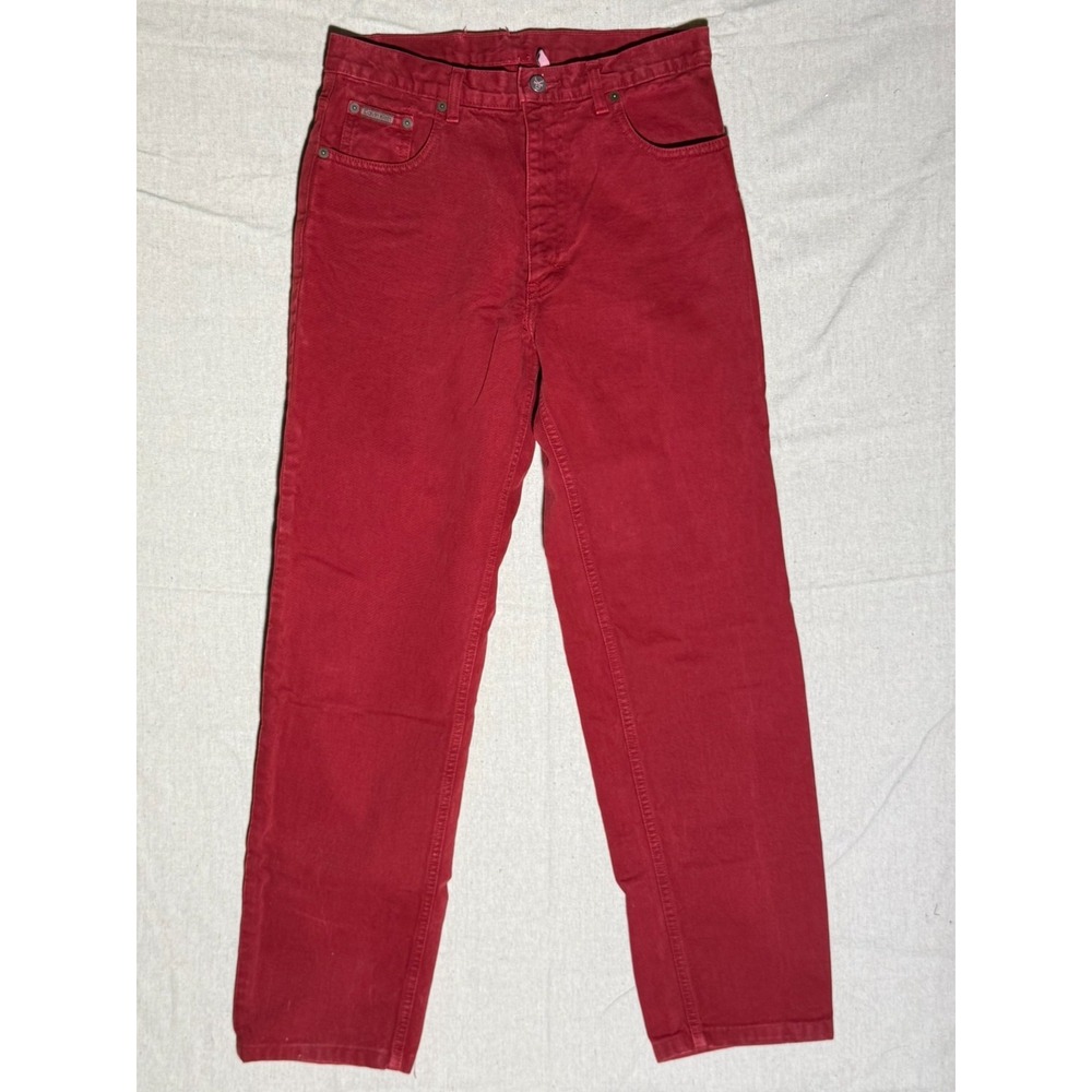 Vintage Calvin Klein Jeans 31 Red Denim Made in USA ILGWU Union High Rise 80s